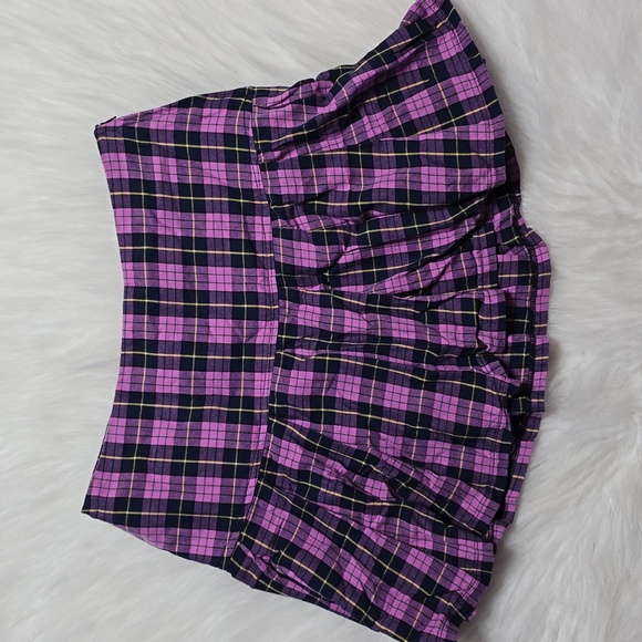 Sugar Thrillz Pink Navy Plaid Mini Skirt Size Small - Picture 1 of 5